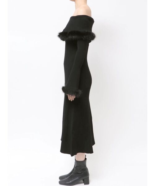 MERCURYDUO(マーキュリーデュオ)の「ファートリミングニットワンピース(ワンピース・レディース・ライトグレー/ベージュ/ブラック・MEDIUM/SMALL)」の12枚目の写真