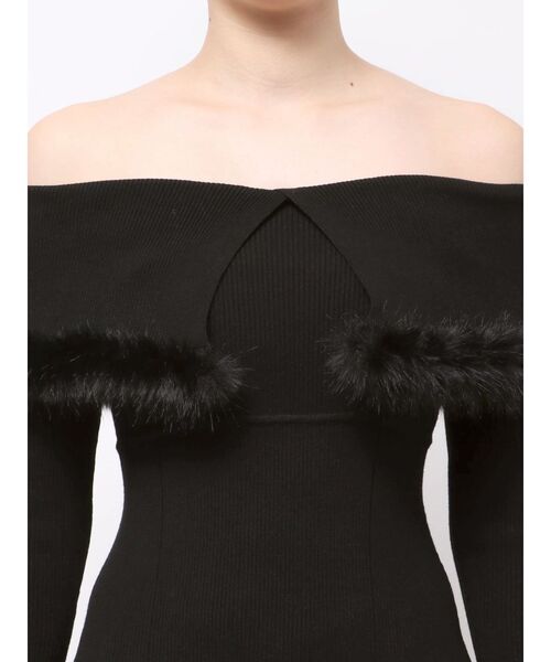 MERCURYDUO(マーキュリーデュオ)の「ファートリミングニットワンピース(ワンピース・レディース・ライトグレー/ベージュ/ブラック・MEDIUM/SMALL)」の10枚目の写真