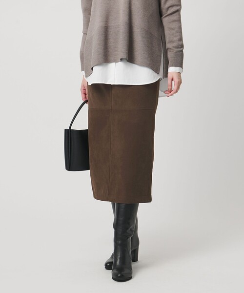 UNITED ARROWS（ユナイテッドアローズ）の「スエードライク タイトスカート ‐ウォッシャブル‐（スカート・レディース・オフホワイト/ライトピンク/ブラック/ダークブラウン/ピンク・34/40/38/36）」の3枚目の写真