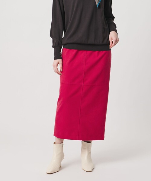 UNITED ARROWS（ユナイテッドアローズ）の「スエードライク タイトスカート ‐ウォッシャブル‐（スカート・レディース・オフホワイト/ライトピンク/ブラック/ダークブラウン/ピンク・34/40/38/36）」の4枚目の写真