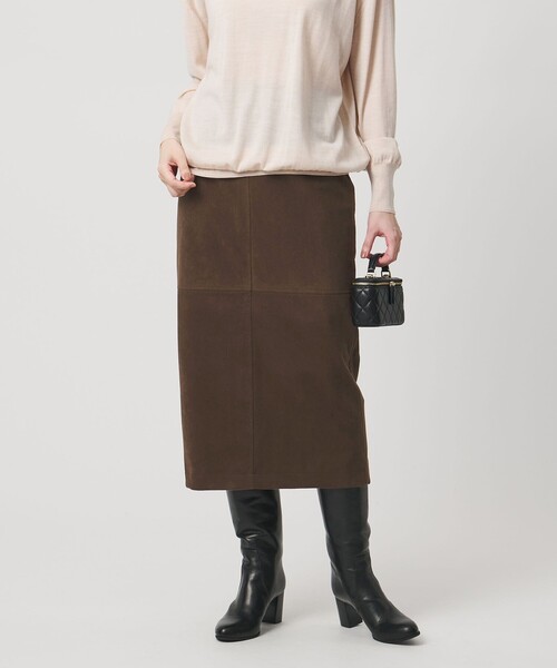 UNITED ARROWS（ユナイテッドアローズ）の「スエードライク タイトスカート ‐ウォッシャブル‐（スカート・レディース・オフホワイト/ライトピンク/ブラック/ダークブラウン/ピンク・34/40/38/36）」の14枚目の写真