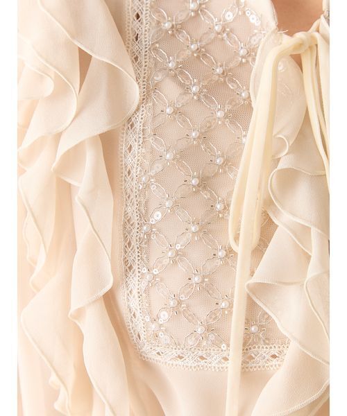 LILY BROWN（リリーブラウン）の「[L.B CANDY STOCK]ビジューフリルブラウス（シャツ/ブラウス・レディース・ブラック/ベージュ・F）」の12枚目の写真