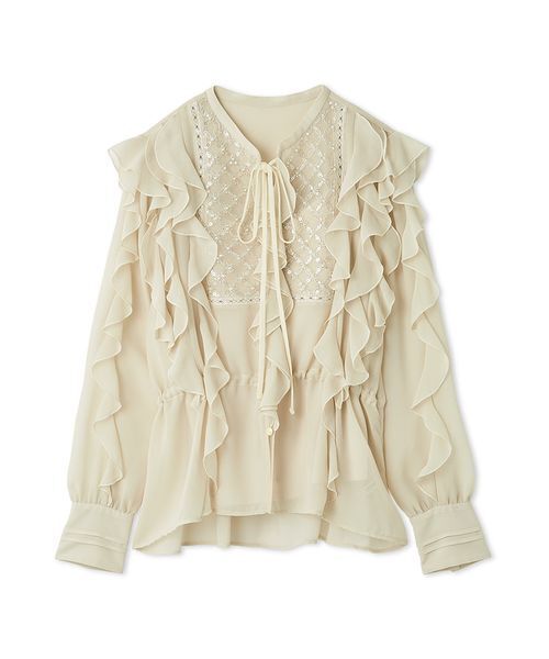 LILY BROWN（リリーブラウン）の「[L.B CANDY STOCK]ビジューフリルブラウス（シャツ/ブラウス・レディース・ブラック/ベージュ・F）」の15枚目の写真
