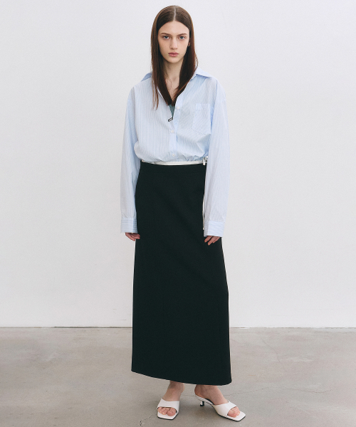 NICK&NICOLE(ニックアンドニコール)の「MINIMAL CLASSIC LABEL STRIPE SHIRT_SKY BLUE(シャツ/ブラウス・レディース・その他・FREE)」の4枚目の写真