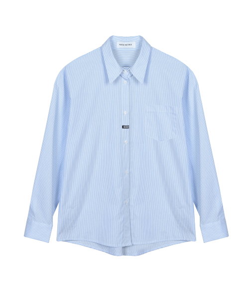 NICK&NICOLE(ニックアンドニコール)の「MINIMAL CLASSIC LABEL STRIPE SHIRT_SKY BLUE(シャツ/ブラウス・レディース・その他・FREE)」の5枚目の写真