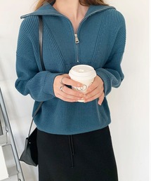 and per seジッパー付きニットMサイズ（ネイビー） アンパスィ ゴルフ