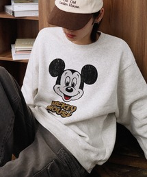 【Disney/ディズニー】裏起毛 ミッキーマウス ヴィンテージ アソートプリント トレーナー スウェット