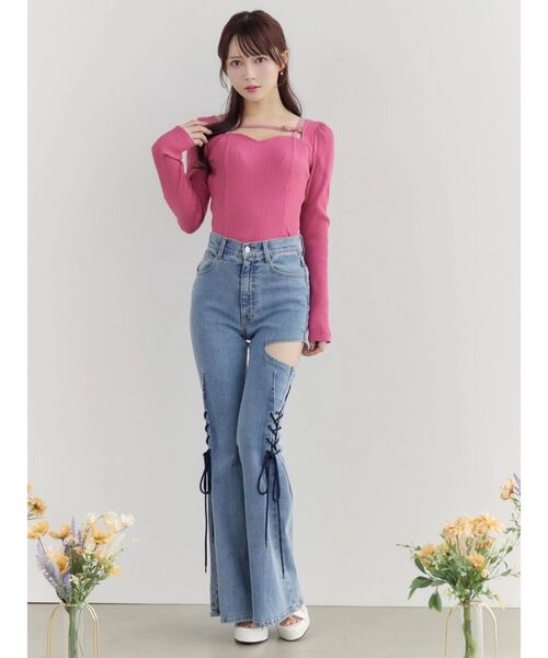 EATME（イートミー）の「サイドレースアップカットアウトデニムパンツ（デニムパンツ・レディース・その他1/ライトブルー・SMALL/MEDIUM）」の3枚目の写真