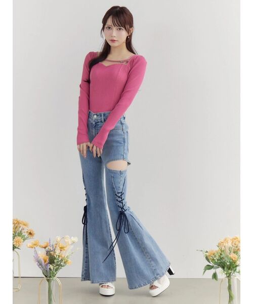 EATME（イートミー）の「サイドレースアップカットアウトデニムパンツ（デニムパンツ・レディース・その他1/ライトブルー・SMALL/MEDIUM）」の4枚目の写真