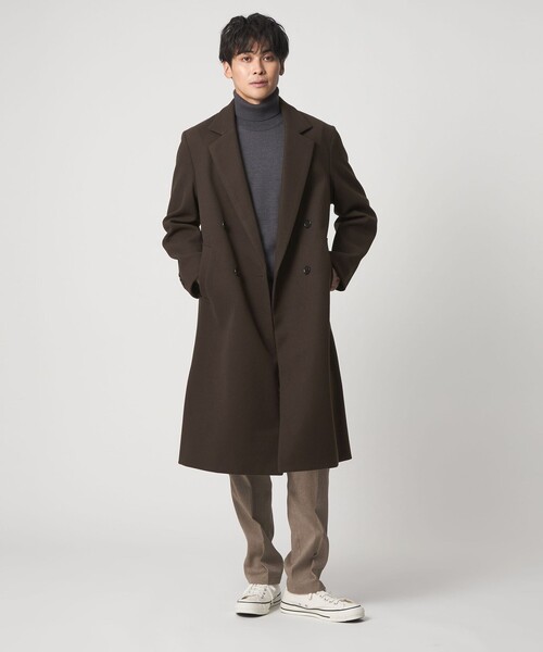 美品マージャーズ ミラノリブニット ウール ジャージーダブルチェスターコート48 セール】ニットメルトン ルーズ ダブルチェスター＜A DAY IN THE LIFE