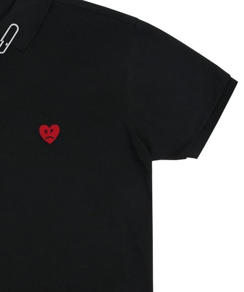 GRAVER（グレーバー）の「[UNISEX]図面ハート刺繍ピケ半袖Tシャツ_ブラック（ポロシャツ・レディース・ブラック・MEDIUM/SMALL）」の4枚目の写真