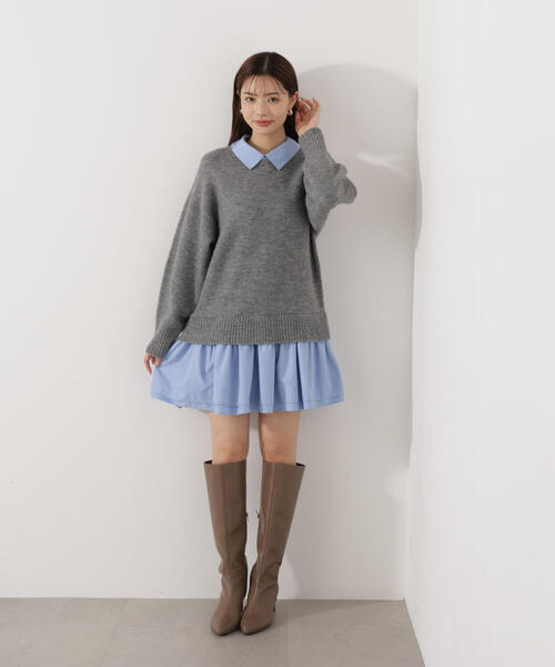 PROPORTION BODY DRESSING(プロポーションボディドレッシング)の「<E>レイヤードミニワンピース / 1216147001(ワンピース・レディース・グレー系その他/ブラック・FREE)」の4枚目の写真