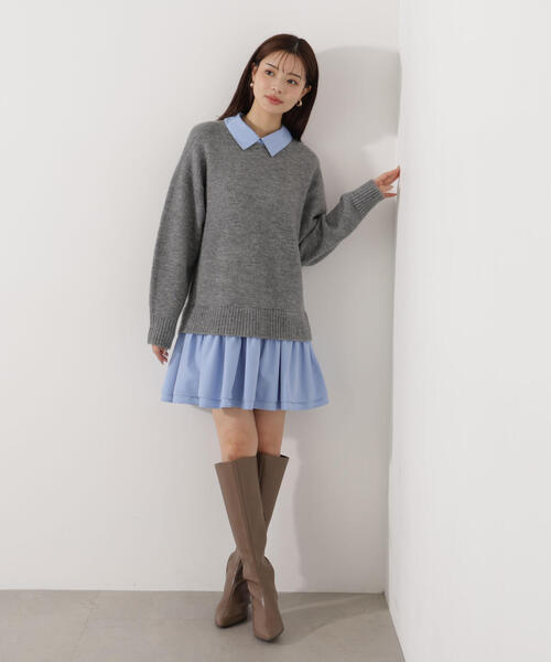 PROPORTION BODY DRESSING(プロポーションボディドレッシング)の「<E>レイヤードミニワンピース / 1216147001(ワンピース・レディース・グレー系その他/ブラック・FREE)」の6枚目の写真