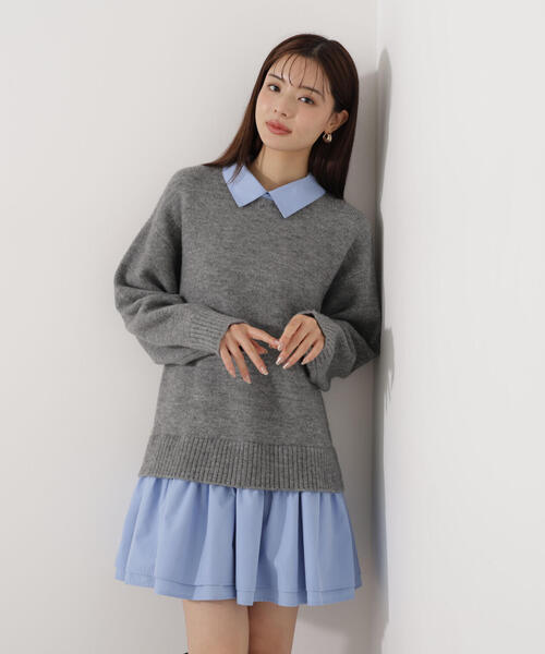 PROPORTION BODY DRESSING(プロポーションボディドレッシング)の「<E>レイヤードミニワンピース / 1216147001(ワンピース・レディース・グレー系その他/ブラック・FREE)」の7枚目の写真