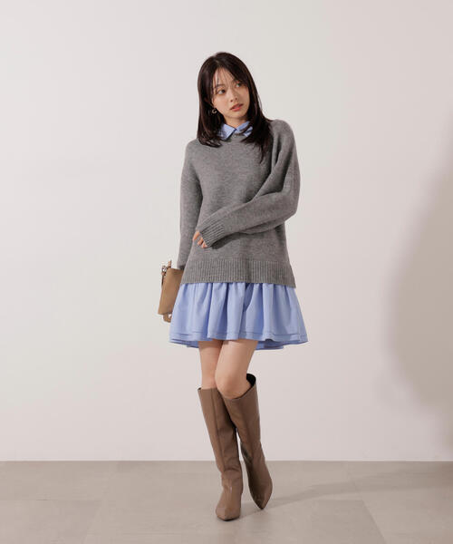 PROPORTION BODY DRESSING(プロポーションボディドレッシング)の「<E>レイヤードミニワンピース / 1216147001(ワンピース・レディース・グレー系その他/ブラック・FREE)」の10枚目の写真