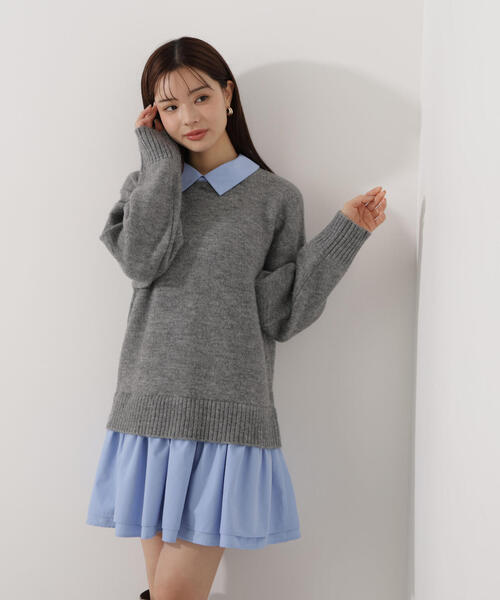 PROPORTION BODY DRESSING(プロポーションボディドレッシング)の「<E>レイヤードミニワンピース / 1216147001(ワンピース・レディース・グレー系その他/ブラック・FREE)」の2枚目の写真