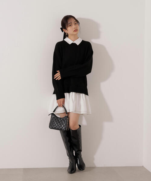 PROPORTION BODY DRESSING(プロポーションボディドレッシング)の「<E>レイヤードミニワンピース / 1216147001(ワンピース・レディース・グレー系その他/ブラック・FREE)」の1枚目の写真