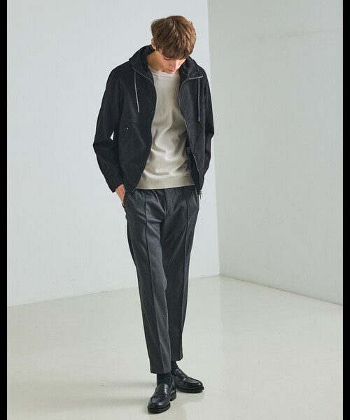 DESIGNWORKS（デザインワークス）の「ﾌｪｲｸｽｳｪｰﾄﾞﾌｰﾃﾞｨｰﾌﾞﾙｿﾞﾝ（ブルゾン・メンズ・グレー/ブラック・48/50/46）」の3枚目の写真