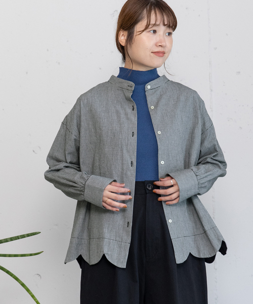 POU DOU DOU（プードゥドゥ）の「2way裾スカラップ長袖ブラウス（シャツ/ブラウス・レディース・オフホワイト/ネイビー/スミクロ/モカ・M）」の22枚目の写真