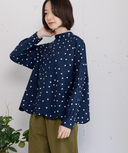 POU DOU DOU（プードゥドゥ）の「2way裾スカラップ長袖ブラウス（シャツ/ブラウス・レディース・オフホワイト/ネイビー/スミクロ/モカ・M）」の19枚目の写真