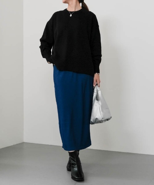 aquagarage（アクアガレージ）の「サイドスリットニットプルオーバー（ニット/セーター・レディース・ブラック/ブルー/ブラウン系その他・M/L）」の6枚目の写真