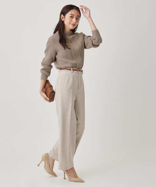 COUP DE CHANCE（クードシャンス）の「【手洗い可／日本製】ケーブルデザインのニットトップス（ニット/セーター・レディース・ブラウン系/サックスブルー/オフホワイト/パープル/ライトグレー・34/38）」の21枚目の写真