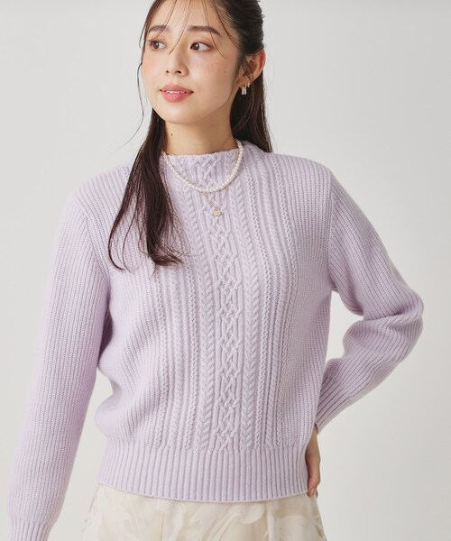 COUP DE CHANCE（クードシャンス）の「【手洗い可／日本製】ケーブルデザインのニットトップス（ニット/セーター・レディース・ブラウン系/サックスブルー/オフホワイト/パープル/ライトグレー・34/38）」の19枚目の写真