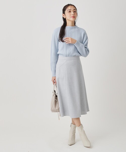 COUP DE CHANCE（クードシャンス）の「【手洗い可／日本製】ケーブルデザインのニットトップス（ニット/セーター・レディース・ブラウン系/サックスブルー/オフホワイト/パープル/ライトグレー・34/38）」の14枚目の写真