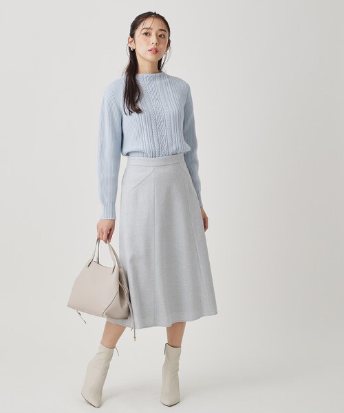 COUP DE CHANCE（クードシャンス）の「【手洗い可／日本製】ケーブルデザインのニットトップス（ニット/セーター・レディース・ブラウン系/サックスブルー/オフホワイト/パープル/ライトグレー・34/38）」の13枚目の写真