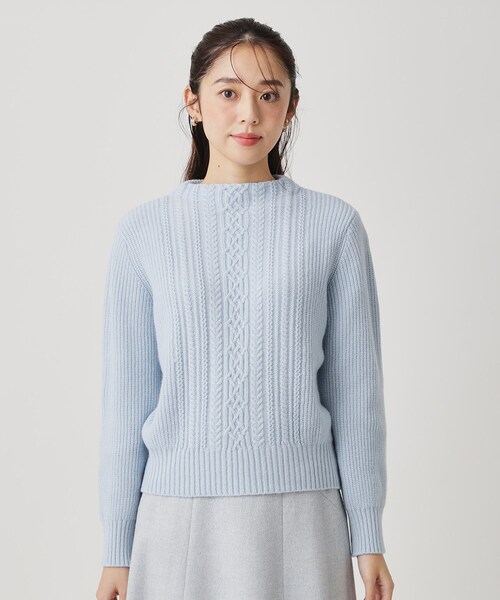COUP DE CHANCE（クードシャンス）の「【手洗い可／日本製】ケーブルデザインのニットトップス（ニット/セーター・レディース・ブラウン系/サックスブルー/オフホワイト/パープル/ライトグレー・34/38）」の11枚目の写真