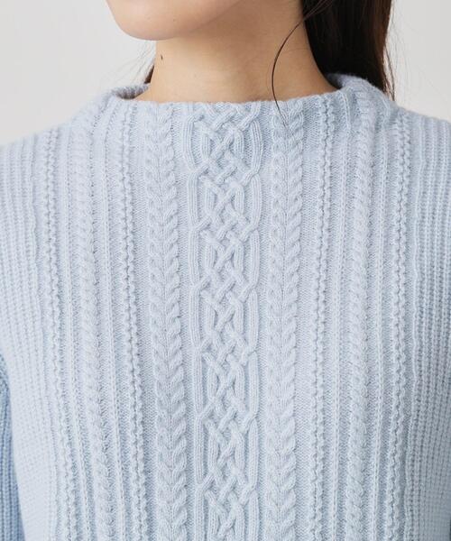 COUP DE CHANCE（クードシャンス）の「【手洗い可／日本製】ケーブルデザインのニットトップス（ニット/セーター・レディース・ブラウン系/サックスブルー/オフホワイト/パープル/ライトグレー・34/38）」の8枚目の写真