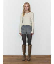 DOUBLE BELT WOOL MICRO PANTS (GREY CHECK)