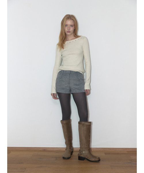 ASURA（アスラ）の「DOUBLE BELT WOOL MICRO PANTS (GREY CHECK)（その他パンツ・レディース・その他・X-SMALL/SMALL/MEDIUM）」の2枚目の写真