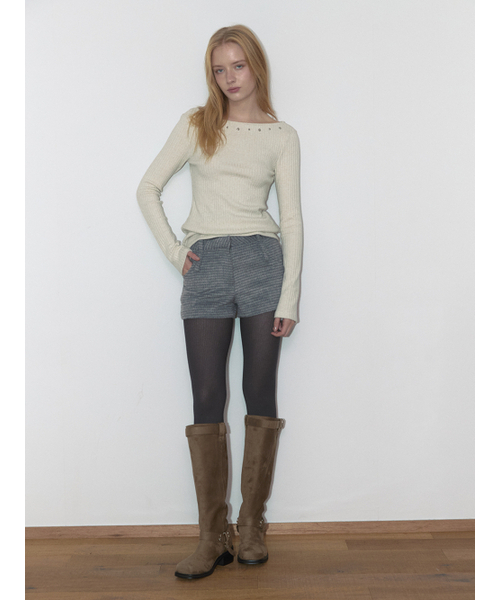 ASURA（アスラ）の「DOUBLE BELT WOOL MICRO PANTS (GREY CHECK)（その他パンツ・レディース・その他・X-SMALL/SMALL/MEDIUM）」の3枚目の写真