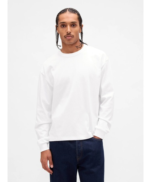 GAP(ギャップ)の「ヘビーウェイト クロップドTシャツ(Tシャツ/カットソー・メンズ・ホワイト/ブラック・XS/S/M/L/XL)」の2枚目の写真