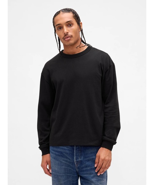 GAP(ギャップ)の「ヘビーウェイト クロップドTシャツ(Tシャツ/カットソー・メンズ・ホワイト/ブラック・XS/S/M/L/XL)」の1枚目の写真