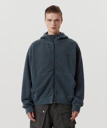 ピグメントフードジップアップ_NAVY