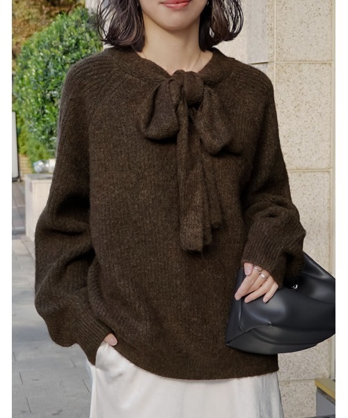 セール】ネックリボンニットトップス（ニット/セーター）｜Re:EDIT