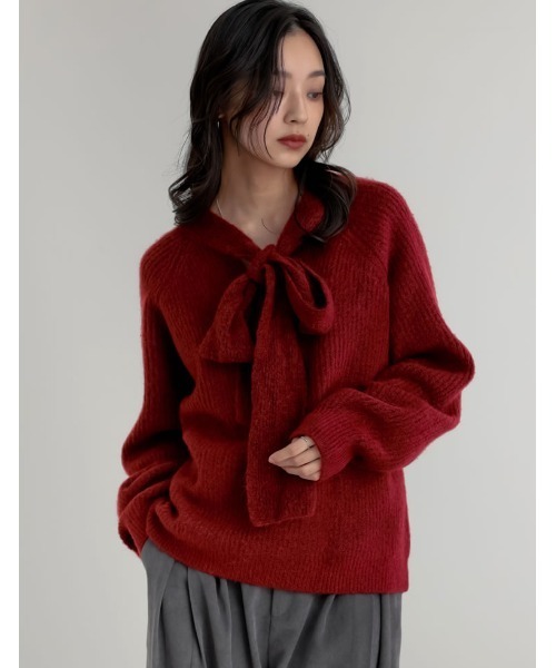セール】ネックリボンニットトップス（ニット/セーター）｜Re:EDIT