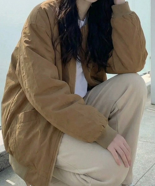 cammie(キャミー)の「オーバーサイズMA-1(MA-1・レディース・ベージュ/ブラック・M/L)」の10枚目の写真