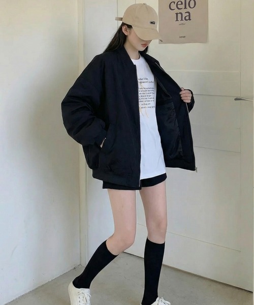 cammie(キャミー)の「オーバーサイズMA-1(MA-1・レディース・ベージュ/ブラック・M/L)」の11枚目の写真