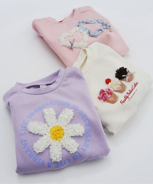 apres les cours（アプレレクール）の「3柄GIRLS立体モチーフトレーナー_ジュニア対応（スウェット・キッズ・ピンク/アイボリー/ラベンダー・140/130/120/110/100/90/80）」の15枚目の写真