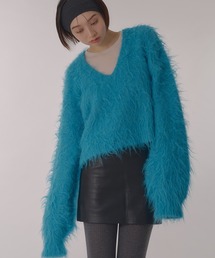 V Neck Shaggy Knit Pullover/Vネックシャギーニットプルオーバー