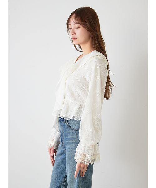 SNIDEL（スナイデル）の「Sustainableバリエーションフリルブラウス（シャツ/ブラウス・レディース・シルバー/アイボリー/ホワイト・F）」の8枚目の写真