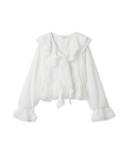 SNIDEL（スナイデル）の「Sustainableバリエーションフリルブラウス（シャツ/ブラウス・レディース・シルバー/アイボリー/ホワイト・F）」の19枚目の写真