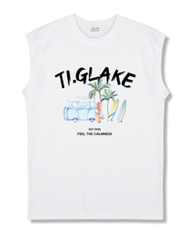 ベケーションカー オーバーサイズ ノースリーブTシャツ ホワイト