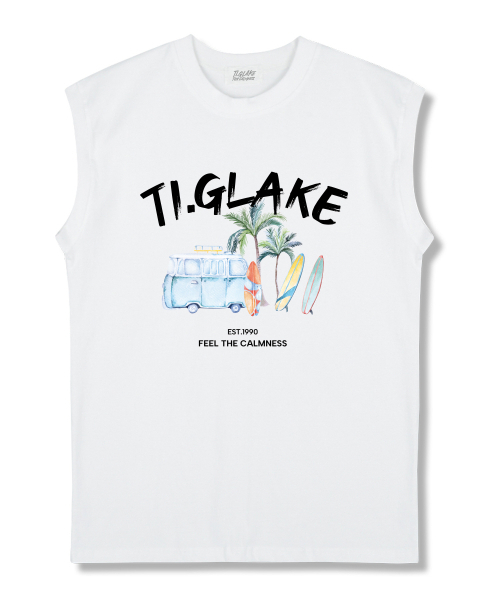 TI.GLAKE(ティーグレイク)の「ベケーションカー オーバーサイズ ノースリーブTシャツ ホワイト(Tシャツ/カットソー・レディース・その他・LARGE/X-LARGE/XX-LARGE)」の1枚目の写真