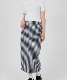 JUSTHANG（ジャストハング）の「Checked Long Skirt [Black]（スカート）」