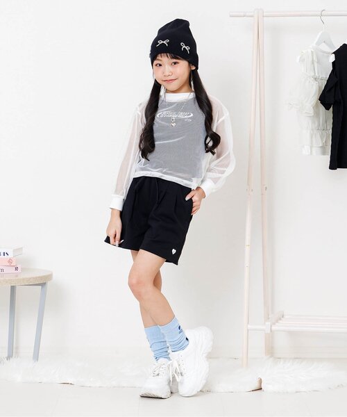 algy（アルジー）の「メタルりぼんニット帽（ニットキャップ/ビーニー・キッズ・オフホワイト/ブラック・FREE）」の7枚目の写真