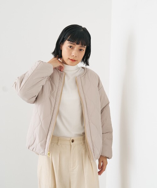 collex(コレックス)の「キルト×ボアリバーシブル中綿ブルゾン(ブルゾン・レディース・ブラック/カーキ/ベージュ・フリー)」の2枚目の写真